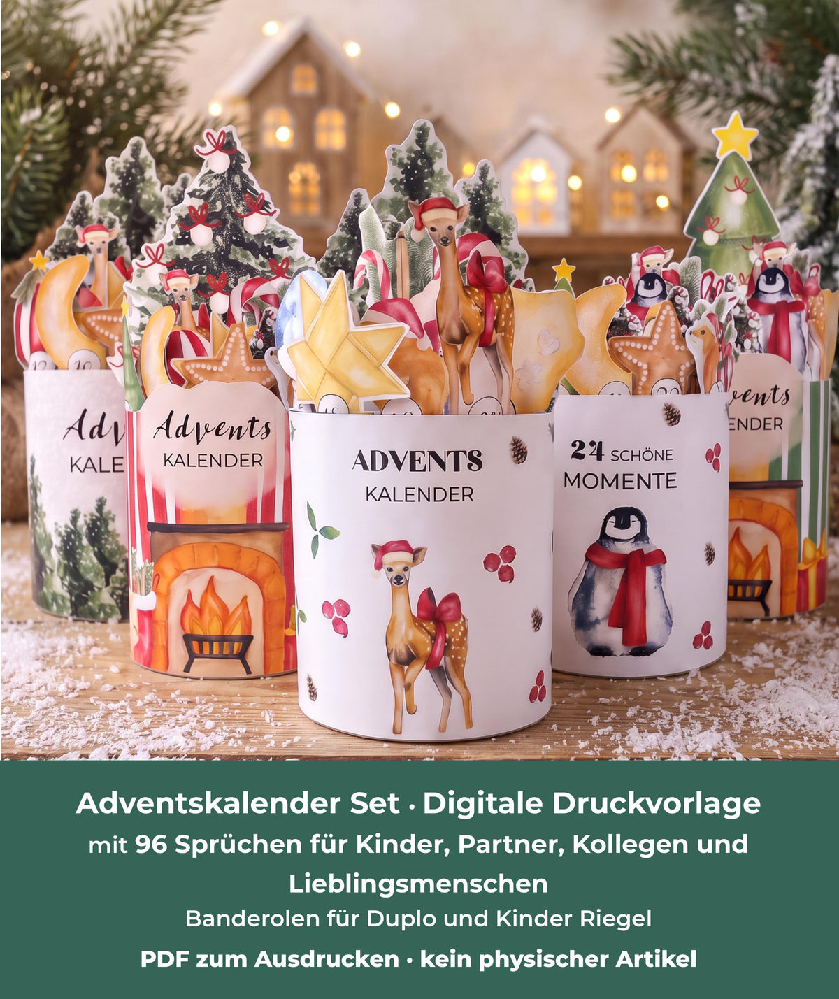 Adventskalender-Set 5 Motive zum Ausdrucken