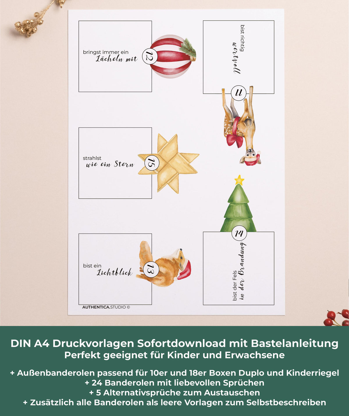 Adventskalender Kamin Rot zum Ausdrucken