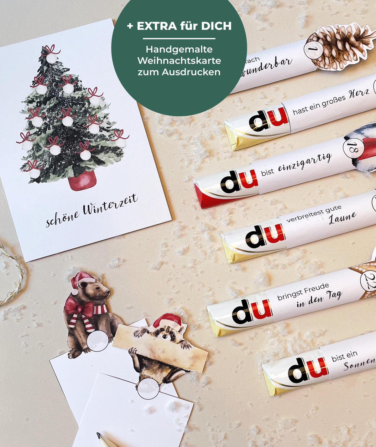 Adventskalender Kamin Rot zum Ausdrucken