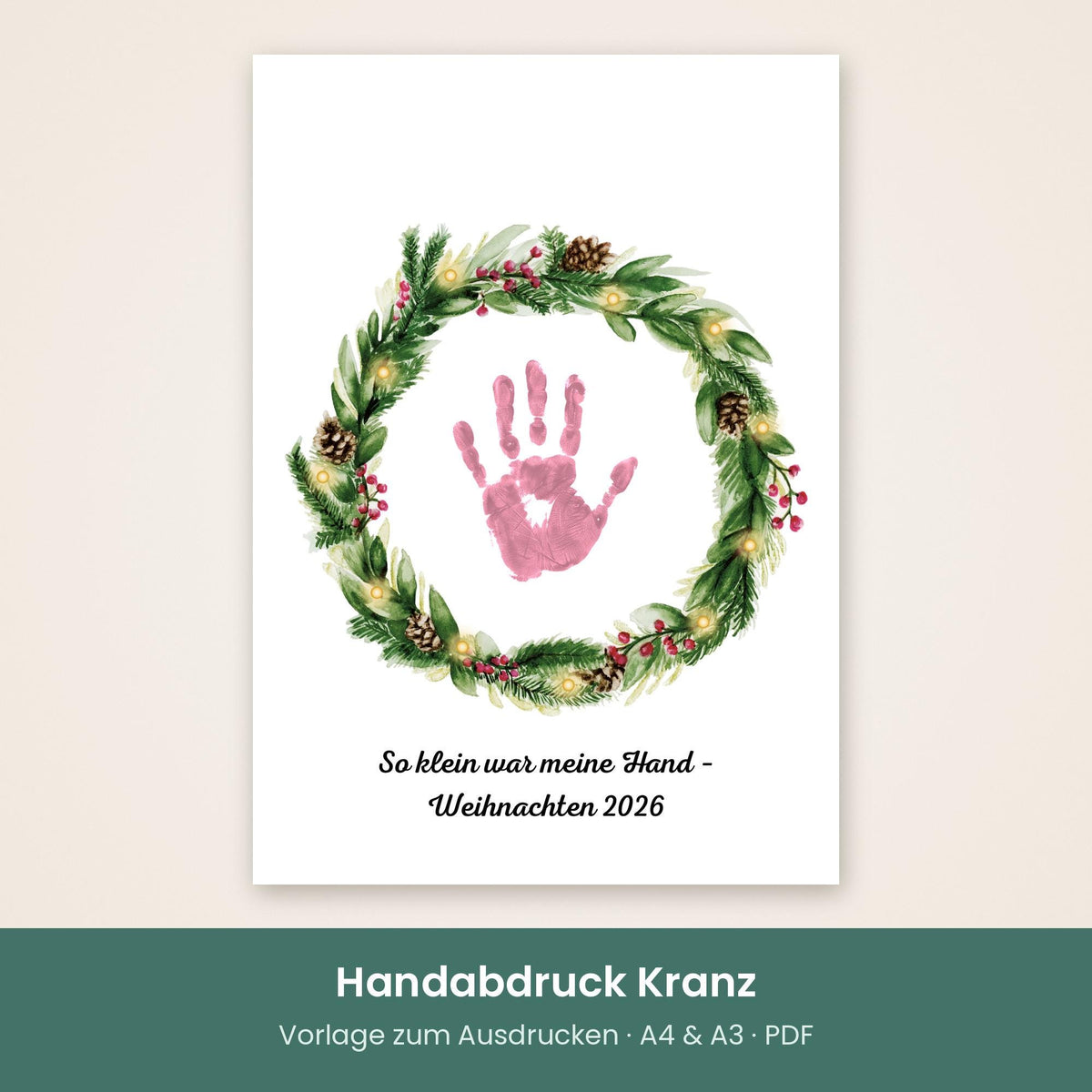 Handabdruck Weihnachtskranz