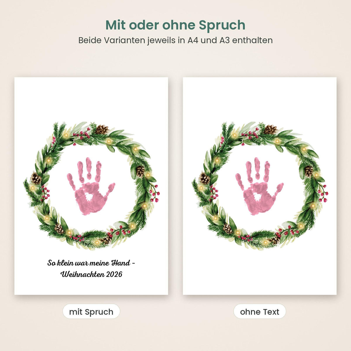 Handabdruck Weihnachtskranz
