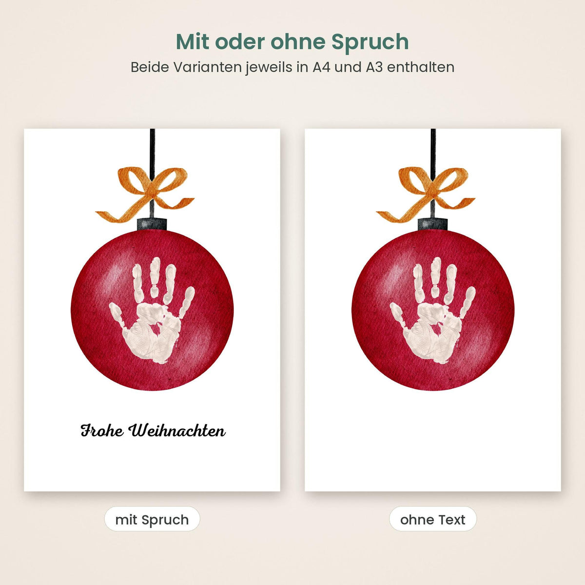 Handabdruck Weihnachtskugel