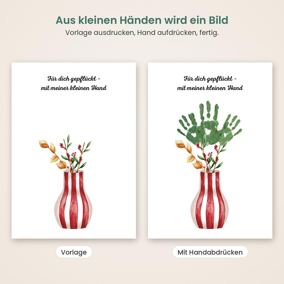 Handabdruck Blumenvase