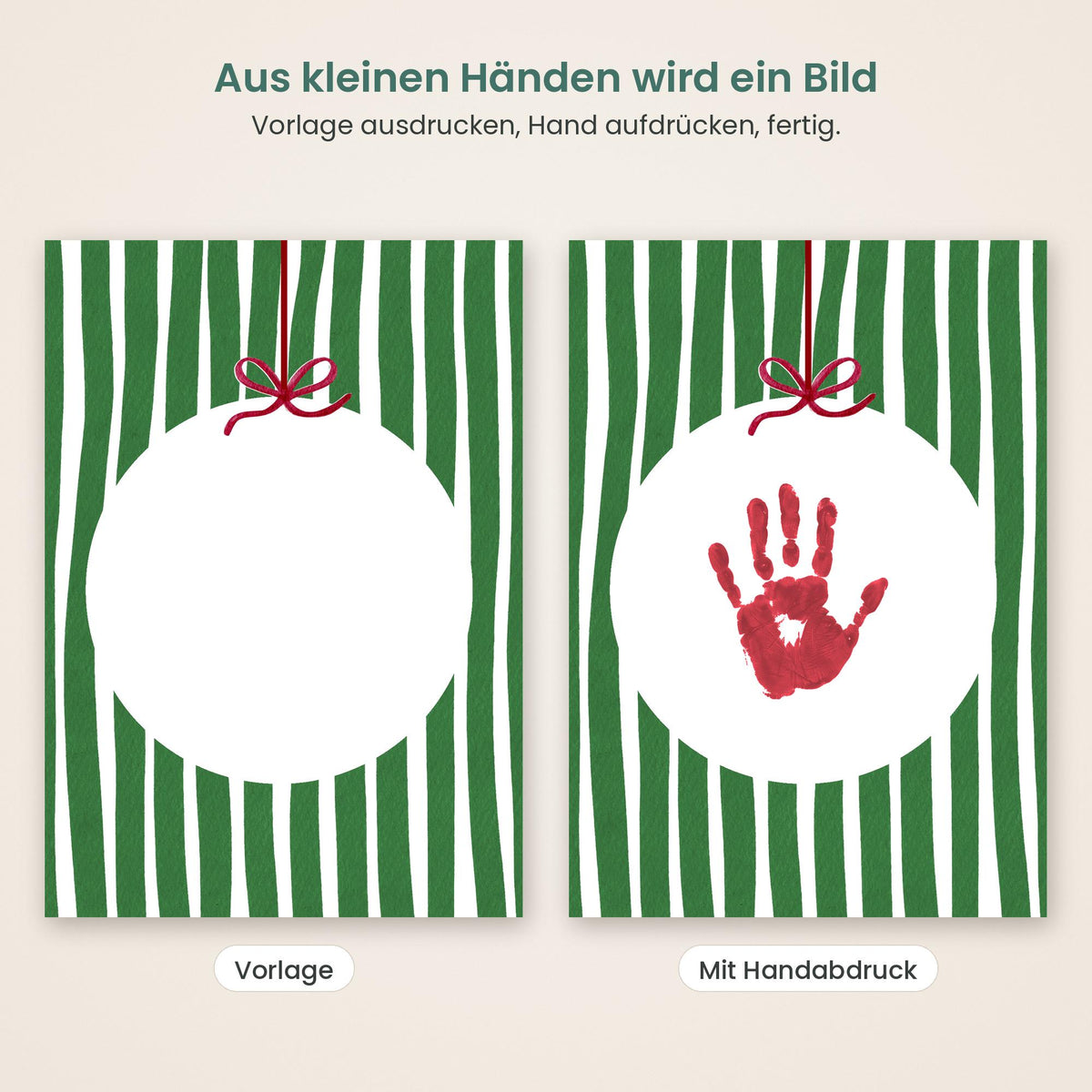Handabdruck Kugel gestreift