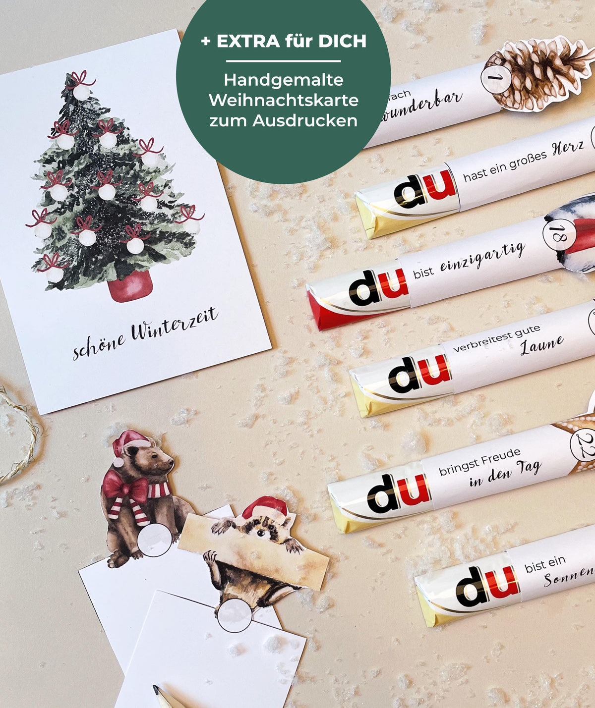 Adventskalender Kamin Grün für Kolleg*innen