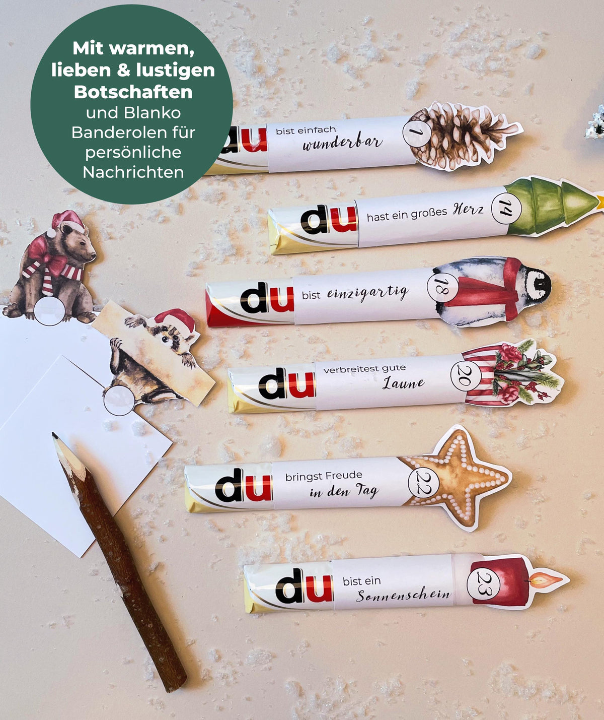 Adventskalender Kamin Grün für Kolleg*innen