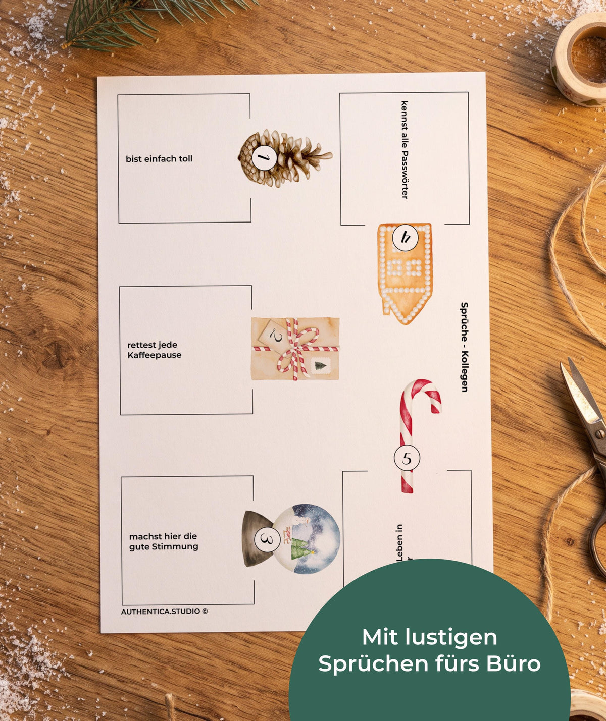 Adventskalender Kamin Grün für Kolleg*innen