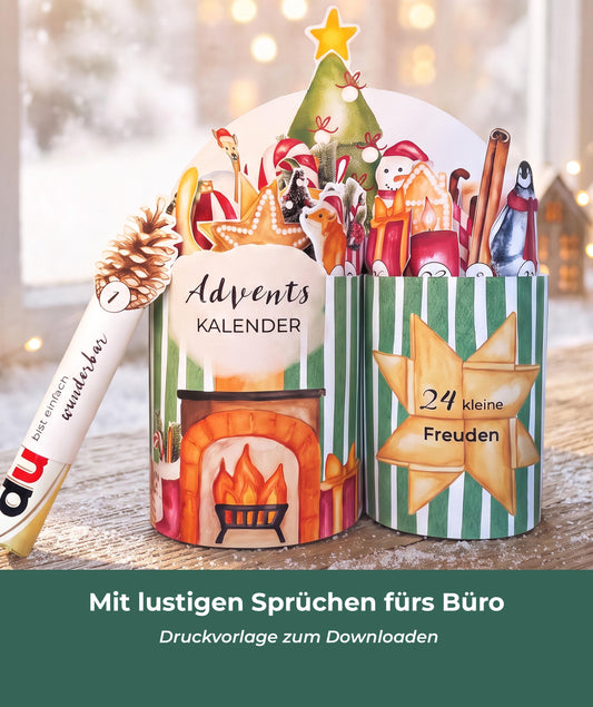 Adventskalender Kamin Grün für Kolleg*innen