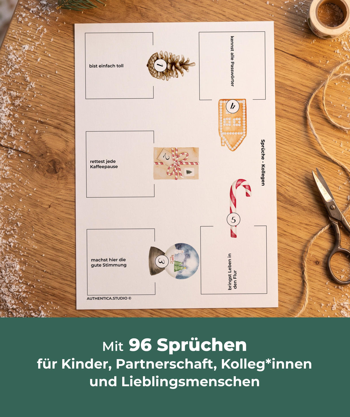 Adventskalender-Set 5 Motive zum Ausdrucken