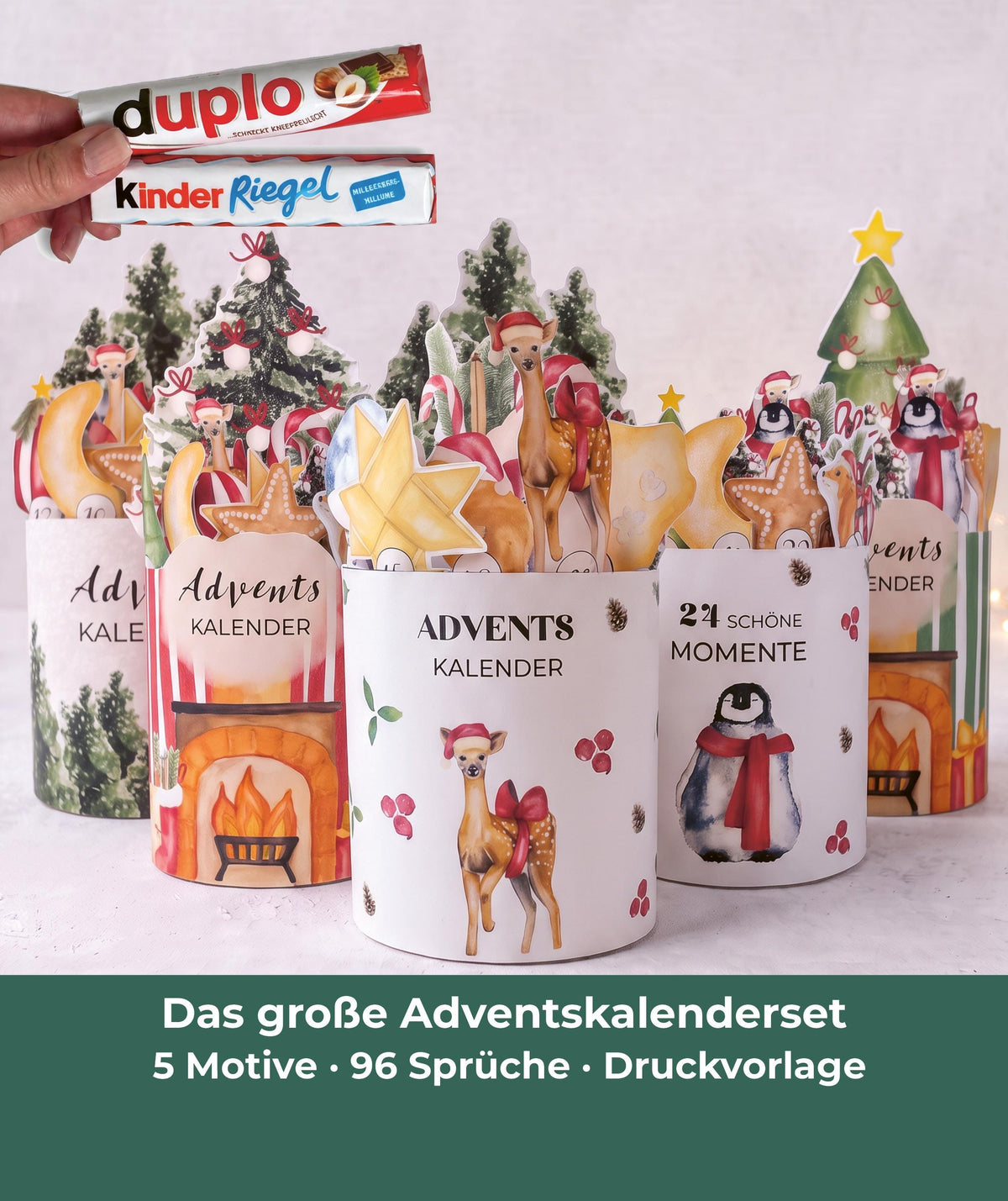 Adventskalender-Set 5 Motive zum Ausdrucken