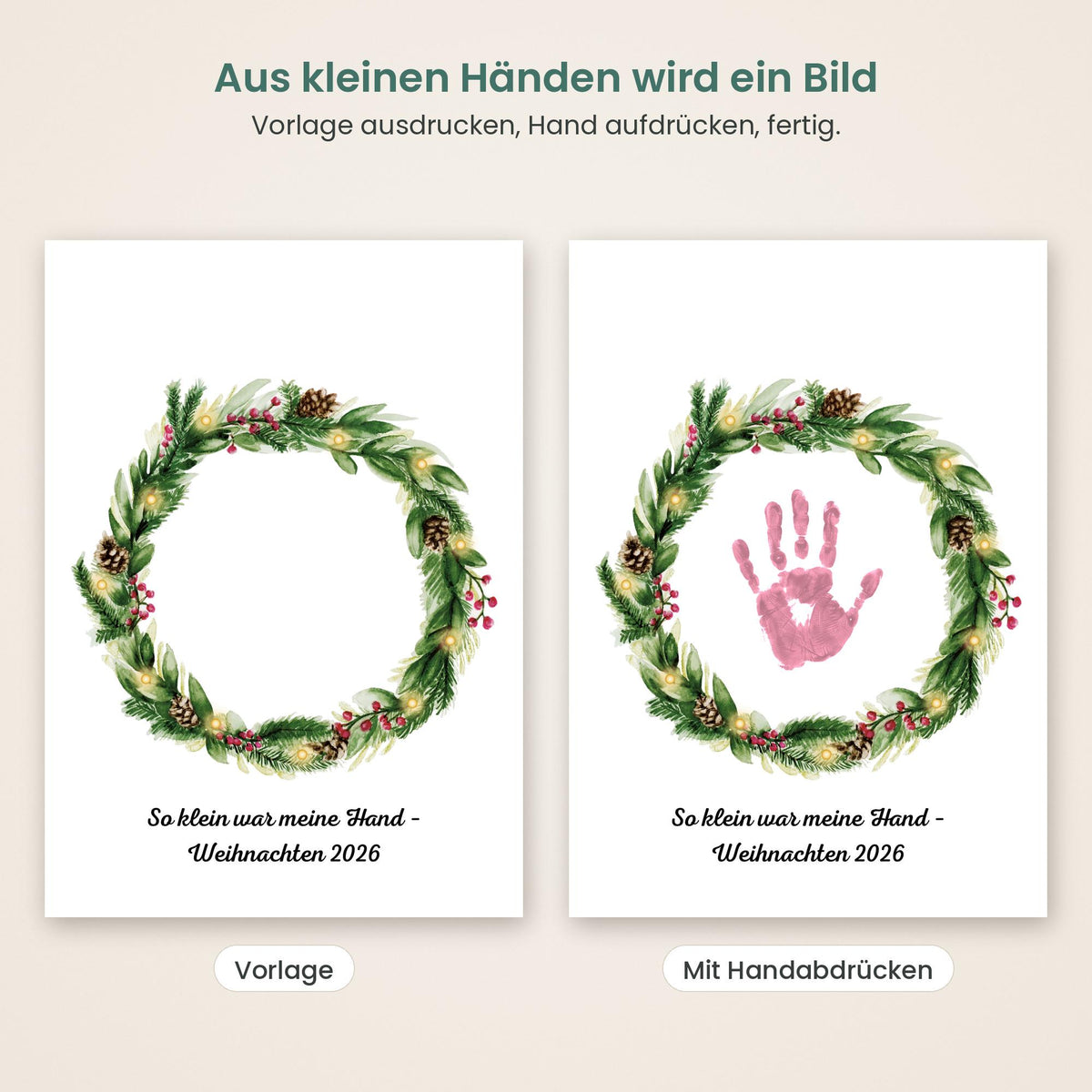 Handabdruck Weihnachtskranz