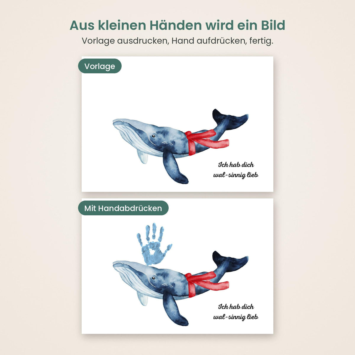 Handabdruck Wal