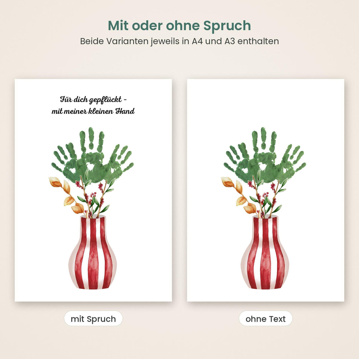 Handabdruck Blumenvase