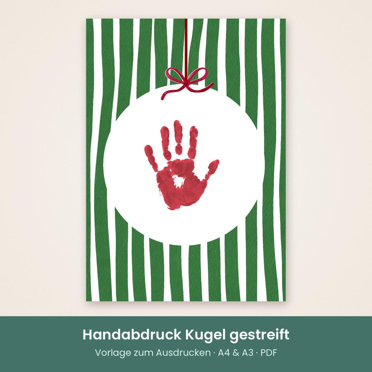 Handabdruck Kugel gestreift