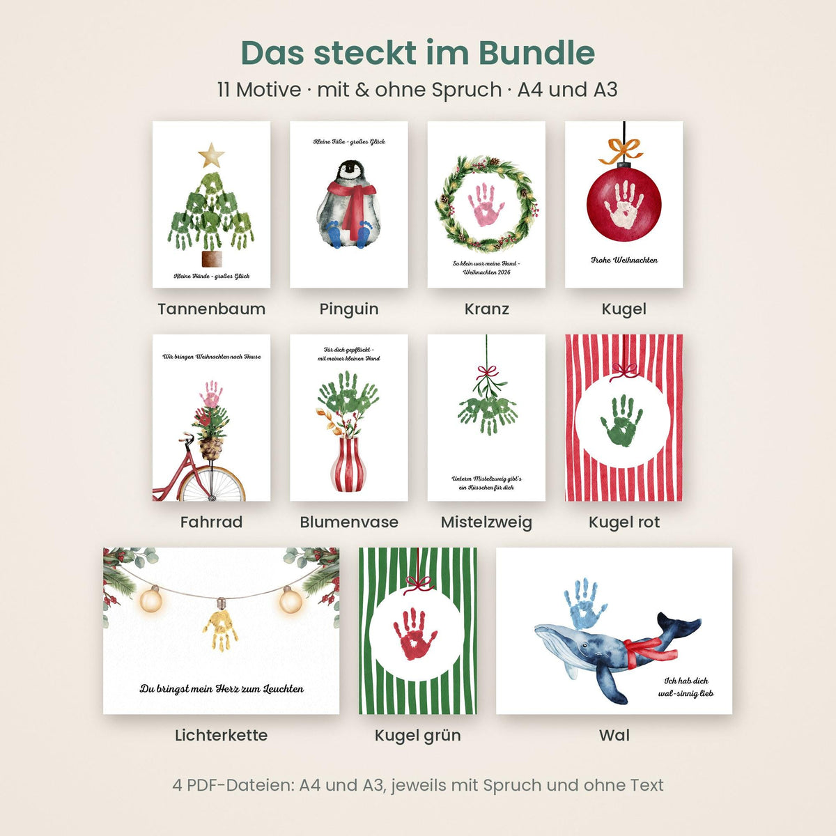 Weihnachts-Handabdruck Bundle