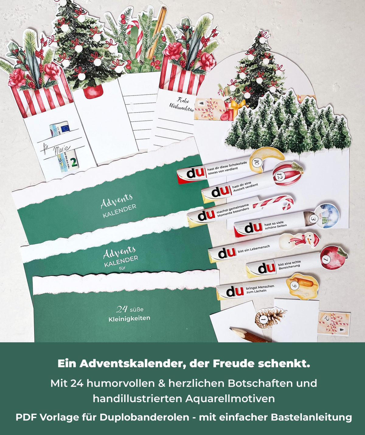Adventskalender Bundle für Mama & Oma und Papa & Opa – Druckvorlagen für Duploriegel