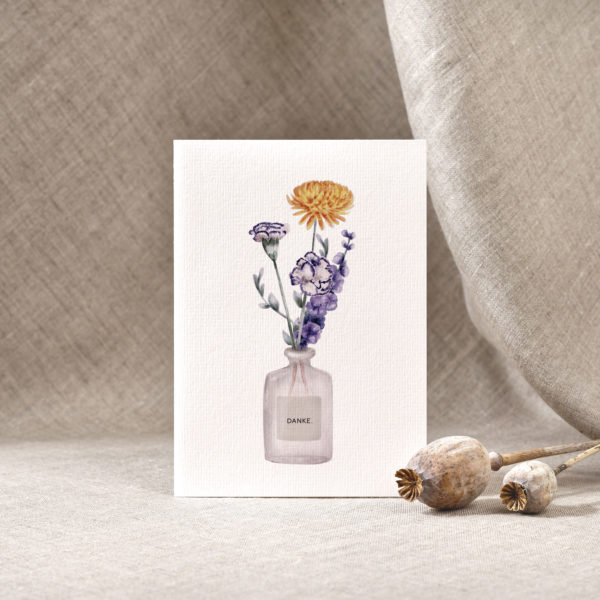Dankeskarte Blumenstrauß – Baumwollpapier