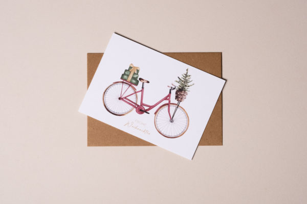 Weihnachtskarte Fahrrad rot